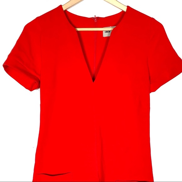 ASOS red short sleeve pleated hem shift dress - Picture 5 of 5